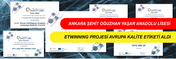 Uluslararası eTwinning Projelerimiz, "Avrupa  Kalite Etiketi"  Almaya Hak Kazandı