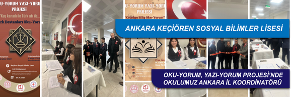 Oku-Yorum Yazı-Yorum Projesi'nde Okulumuz  Ankara İl Koordinatörü Olmuştur